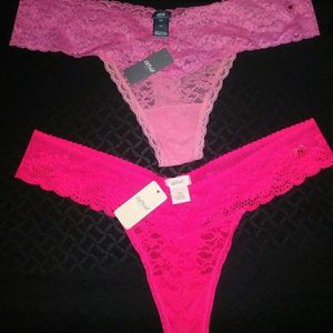 2 New Pink Aerie Lace Thongs